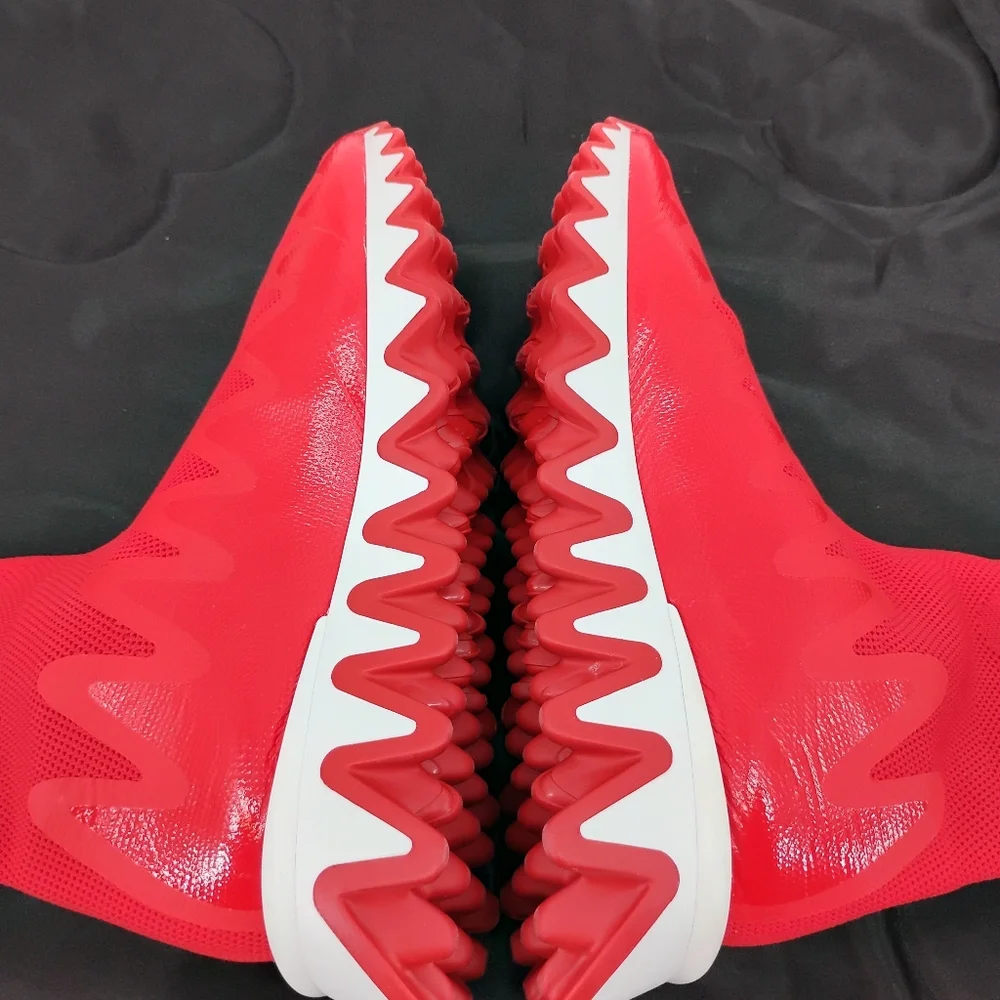 CHRISTIAN LOUBOUTIN Red SHARKY SOCK Flat Sneaker SZ 7.5 - Picture 6 of 13